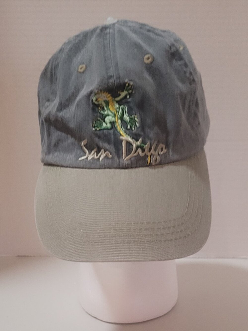 Cap Hat SAN DIEGO California Lizard/Iquana Adj Strapback Blue Cotton Khaki Brim
